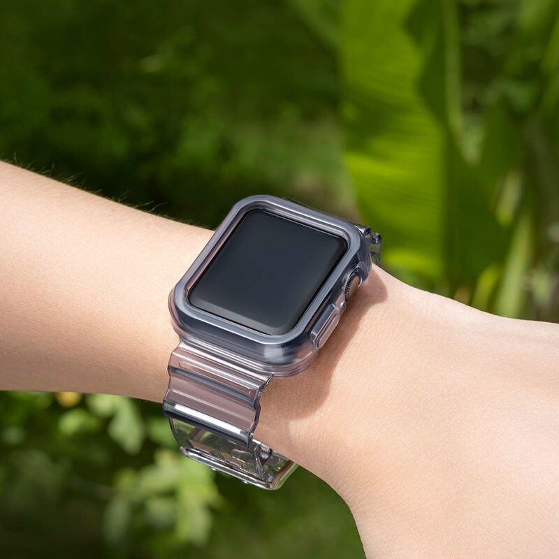 Silikoni Band hihna rannekorun tapauksessa hihnan valosarja Apple Watch 42mm - musta