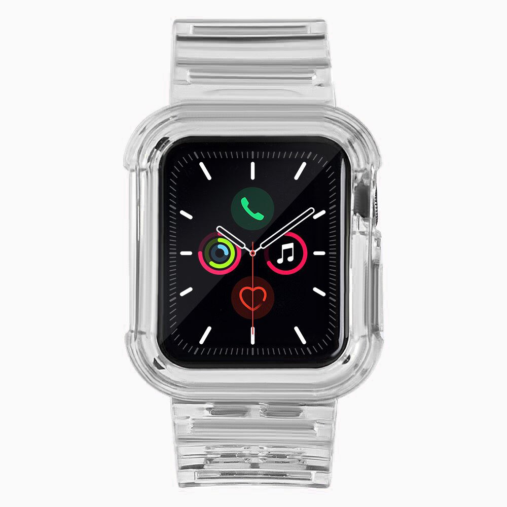 Silikoni Band hihna rannekorun tapauksessa hihnan valosarja Apple Watch 42mm - musta