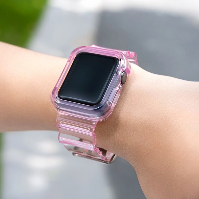 Silikoni nauha hihna rannekorun tapauksessa hihnan valosarja Apple Watch 42mm - punainen