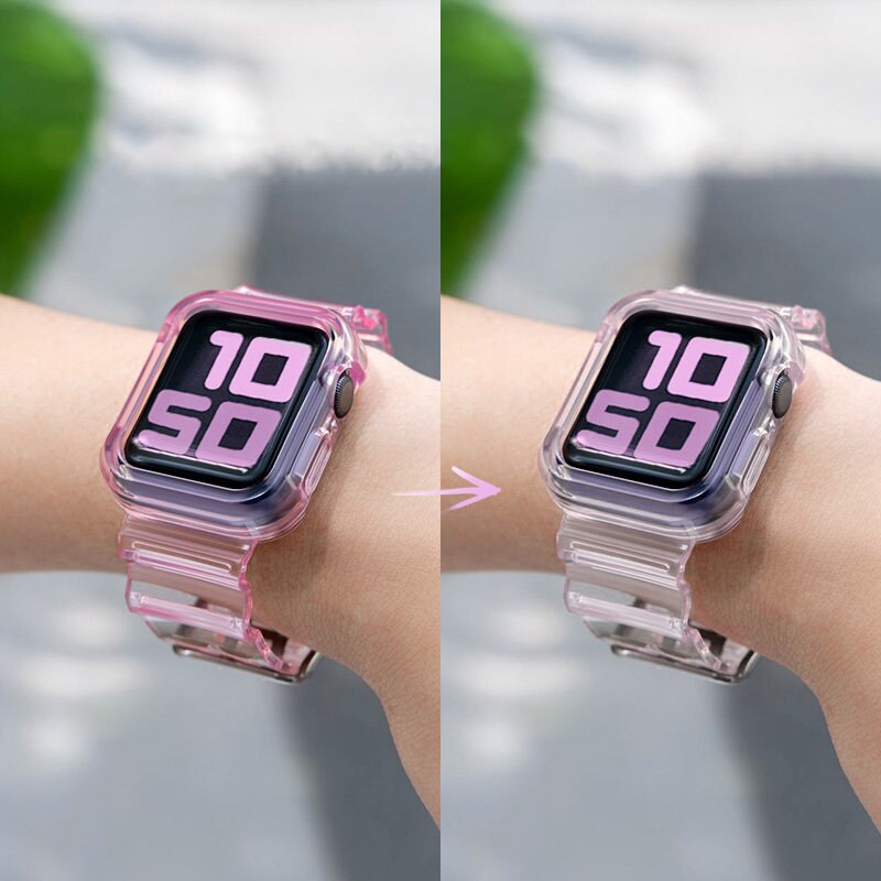 Silikoni hihna rannekorun tapauksessa hihnan valosarja Apple Watch 40mm - musta - musta