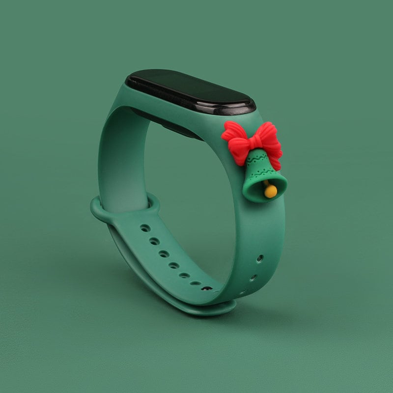 Hihna joulua varten Xiaomi Mi Band 3 / 4 Silikonihihna Rannekoru - Tummanvihreä