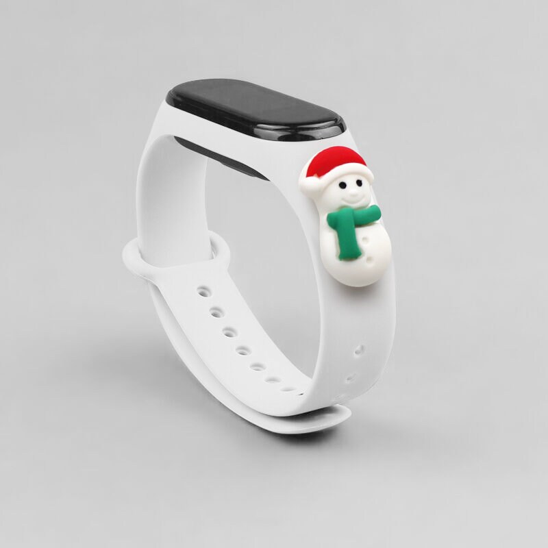 Hihna Xmas varten Xiaomi Mi Band 3 / 4 Joulu Silikonihihna Rannekorun kanssa Snowman - Valkoinen