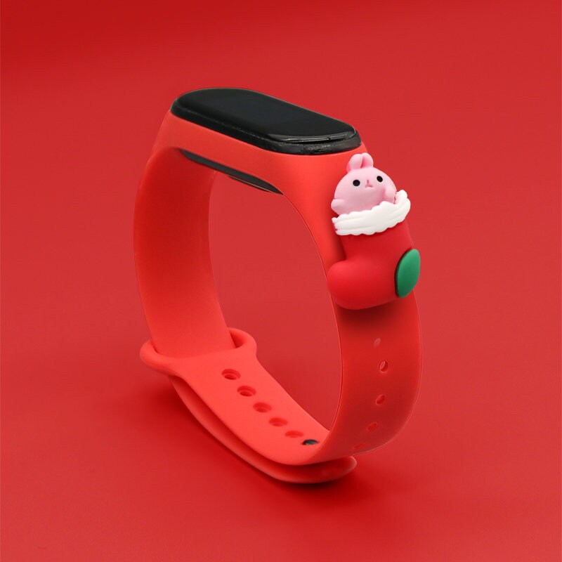 Hihna jouluksi Xiaomi Mi Band 3 / 4 joulu Silikoni hihna rannekoru sukan kanssa - punainen
