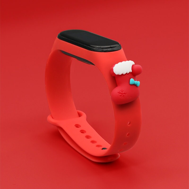 Hihna jouluksi Xiaomi Mi Band 3 / 4 joulu Silikoni hihna rannekoru sukan kanssa - punainen