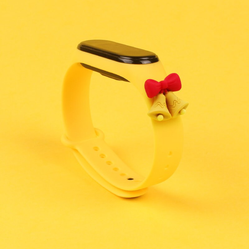 Hihna Xmas varten Xiaomi Mi Band 3 / 4 joulu Silikoni rannekorun hihna kellot - keltainen
