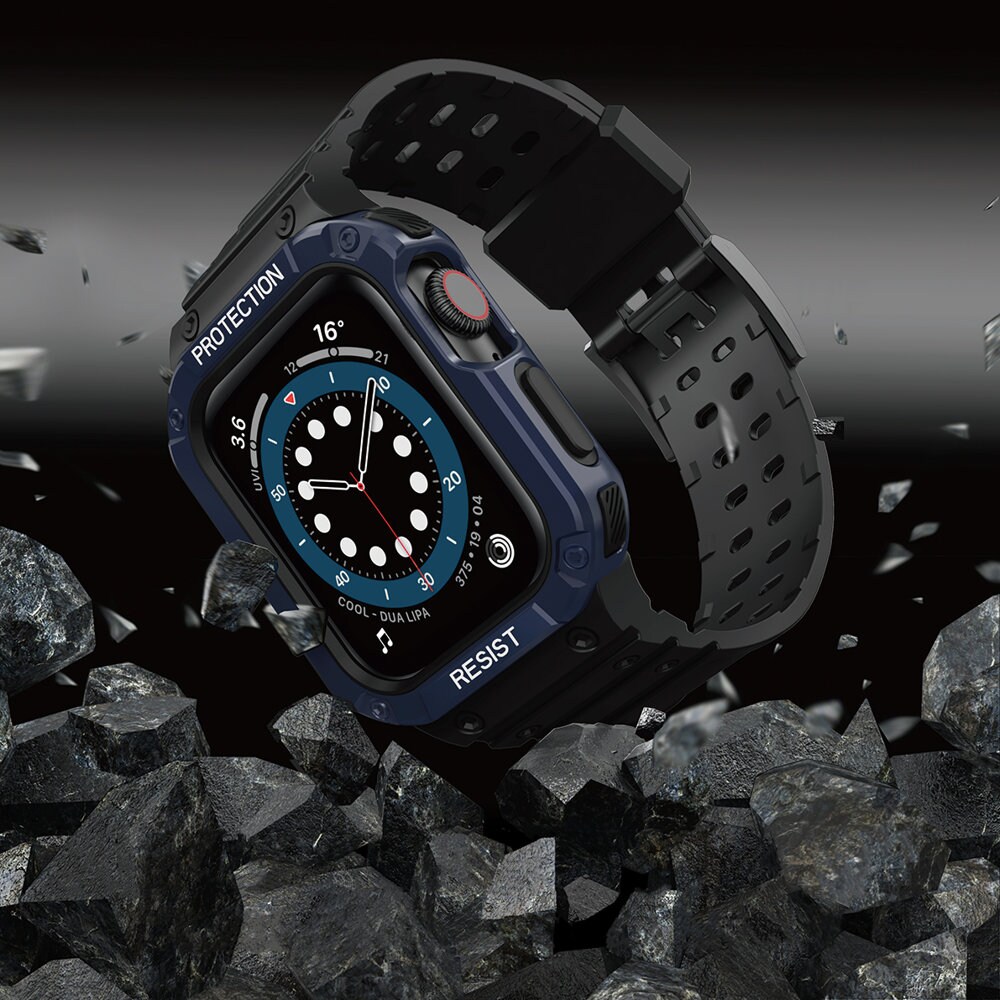 Suojaa hihnan hihna Apple Watch 38/40/41mm panssaroitu tapauksessa hihna - musta, sininen