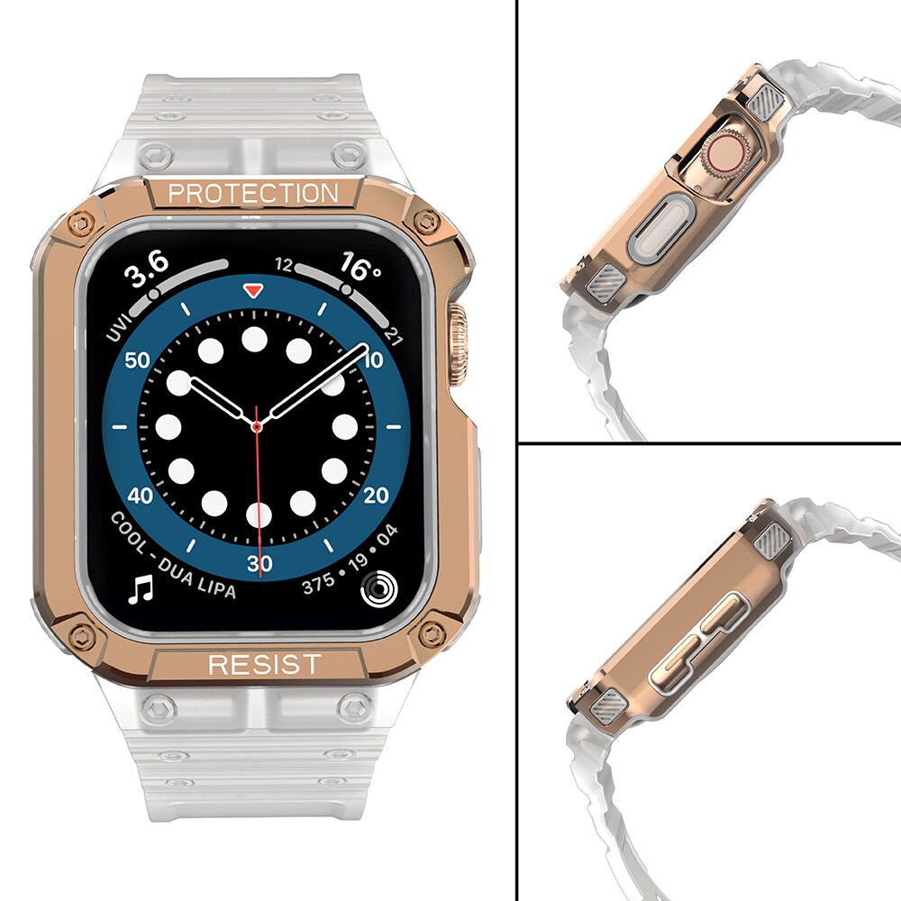 Suojaa hihna hihna Apple Watch 38/40/41mm panssaroitu tapauksessa hihna - läpinäkyvä, Rose Gold