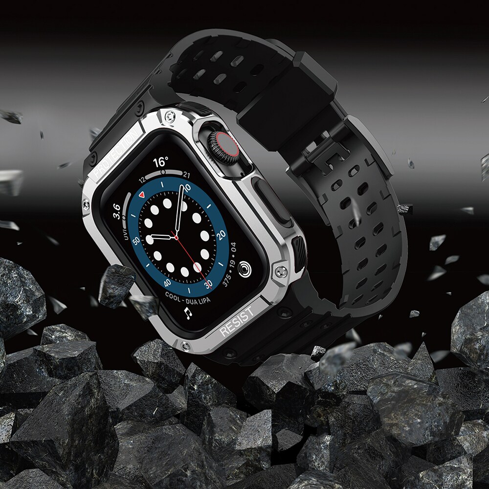 Suojaa hihnan hihna Apple Watch 38/40/41mm panssaroitu tapauksessa hihna - musta, hopea