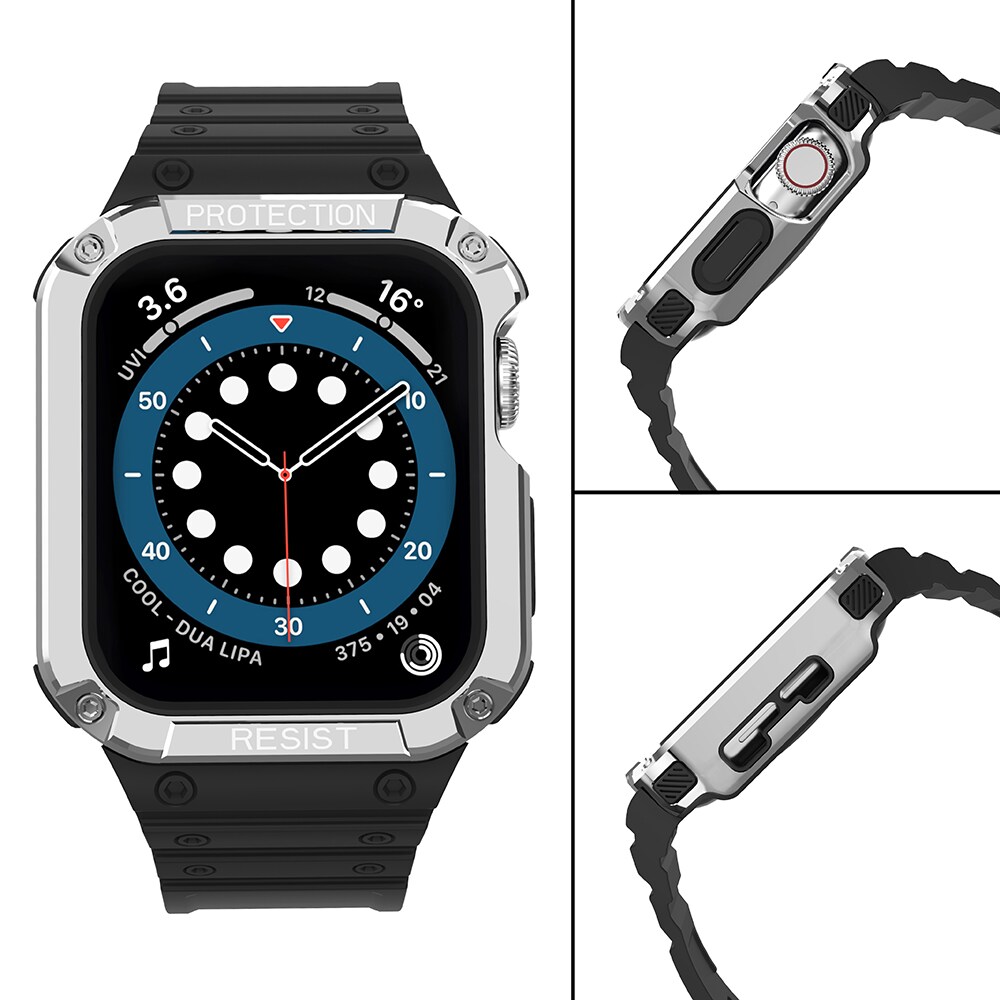 Suojaa hihnan hihna Apple Watch 38/40/41mm panssaroitu tapauksessa hihna - musta, hopea