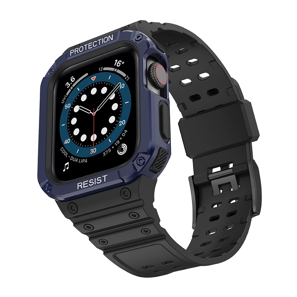 Suojaa hihnan hihna Apple Watch 42/44/45mm panssaroitu tapauksessa hihna - musta, sininen