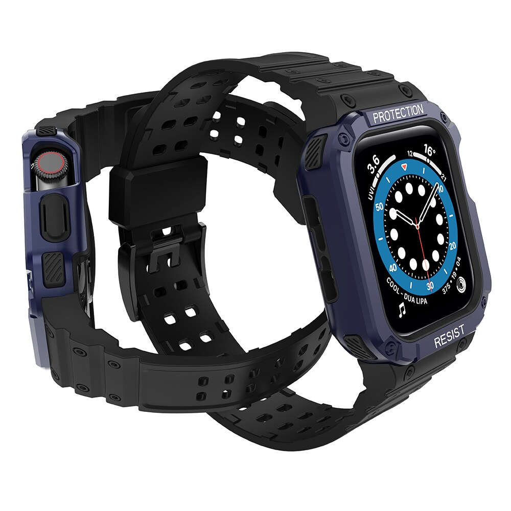 Suojaa hihnan hihna Apple Watch 42/44/45mm panssaroitu tapauksessa hihna - musta, sininen