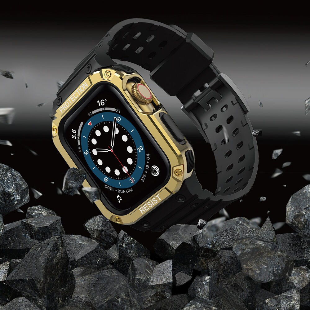 Suojaa hihnan hihna Apple Watch 42/44/45mm panssaroitu tapauksessa hihna - musta, kultainen