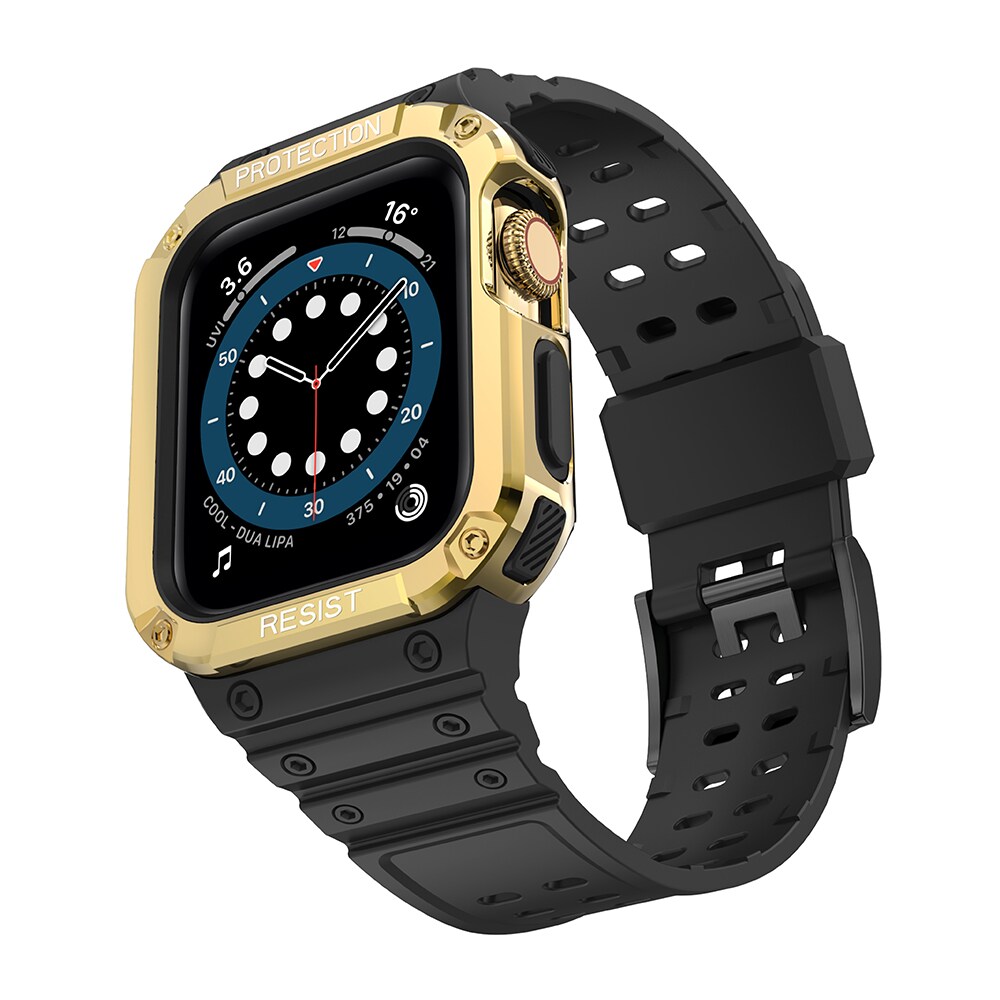 Suojaa hihnan hihna Apple Watch 42/44/45mm panssaroitu tapauksessa hihna - musta, kultainen