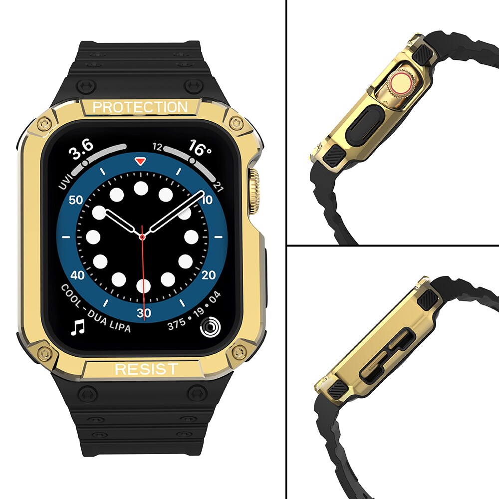 Suojaa hihnan hihna Apple Watch 42/44/45mm panssaroitu tapauksessa hihna - musta, kultainen