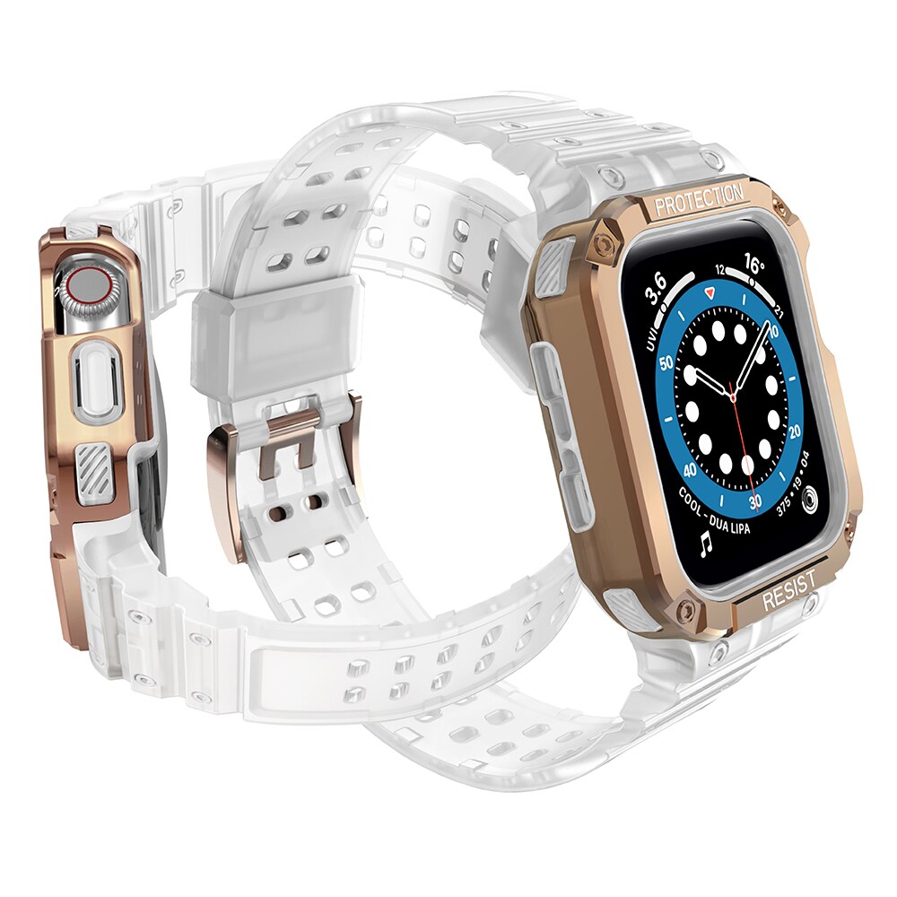 Suojaa hihna hihna Apple Watch 42/44/45mm panssaroitu tapauksessa hihna - läpinäkyvä, Rose Gold