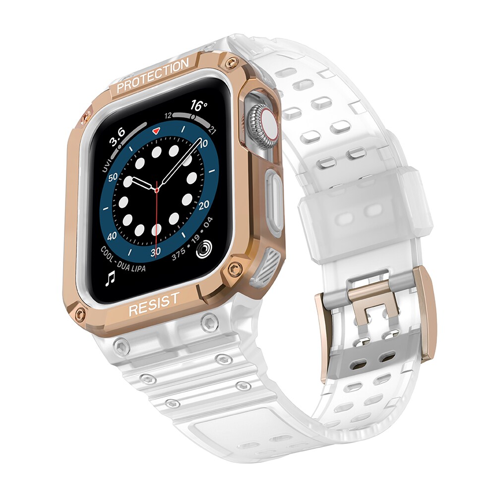 Suojaa hihnan hihna Apple Watch 42/44/45mm panssaroitu tapauksessa hihna - valkoinen, Rose Gold