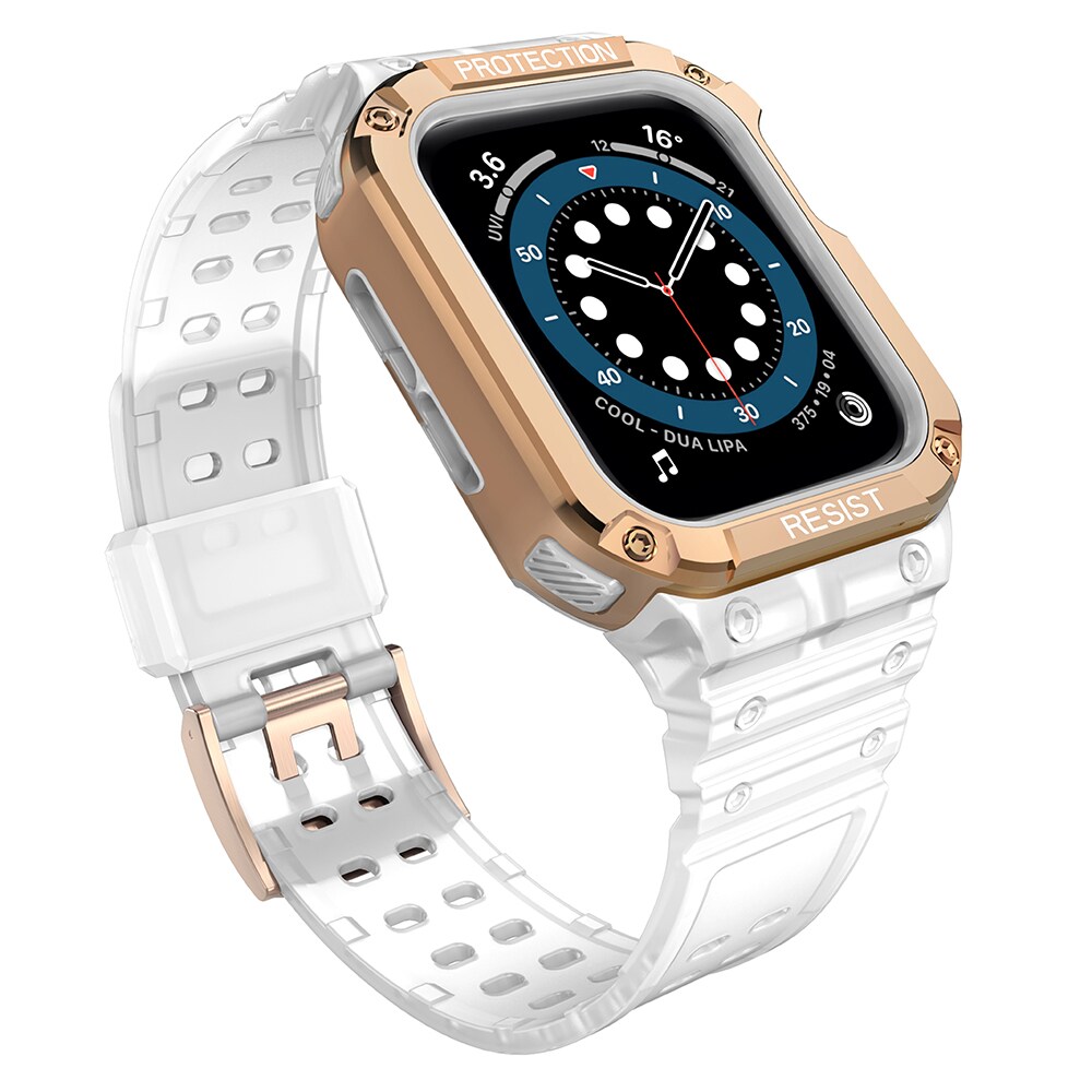 Suojaa hihnan hihna Apple Watch 42/44/45mm panssaroitu tapauksessa hihna - valkoinen, Rose Gold