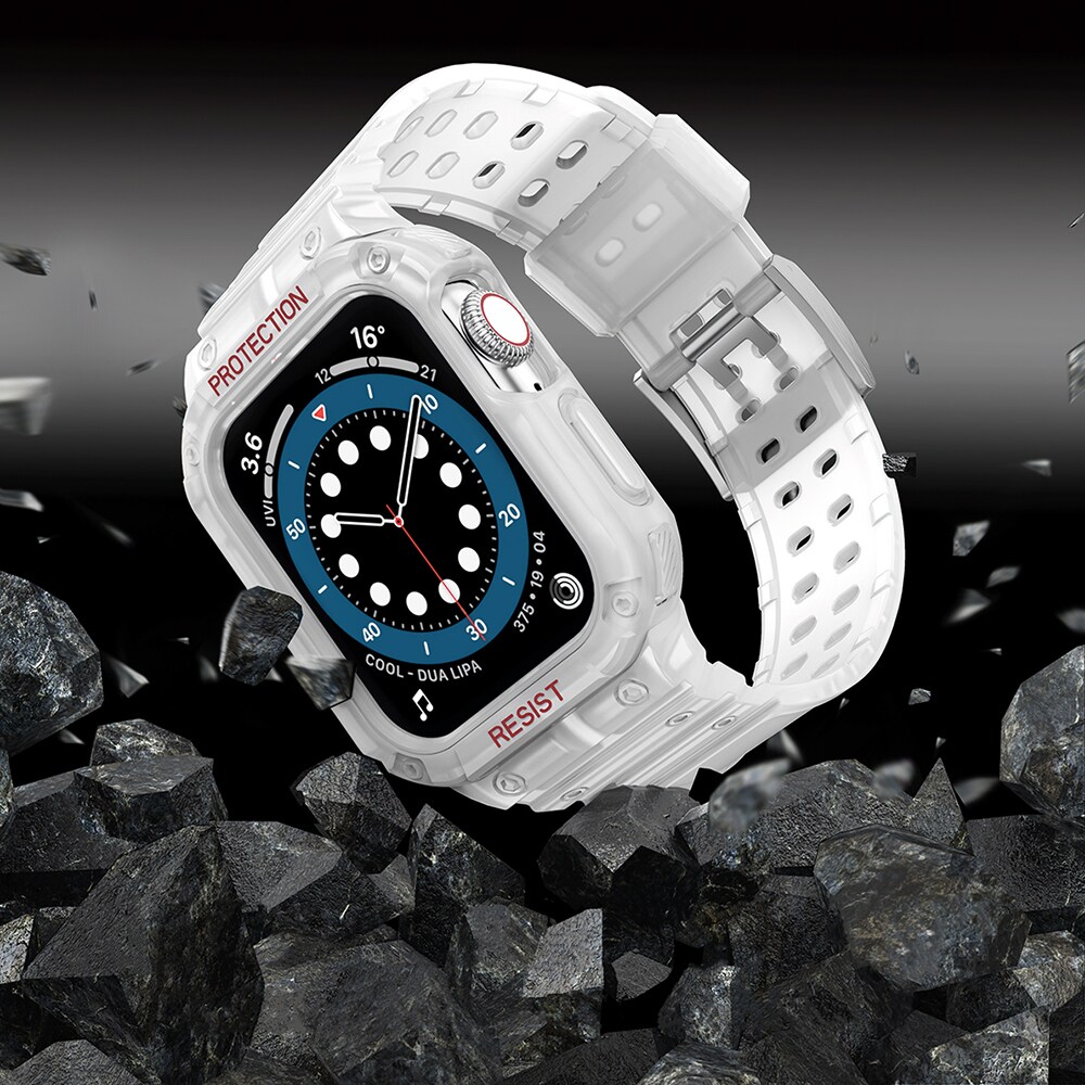 Suojaa hihna hihna Apple Watch 42/44/45mm panssaroitu asia hihna - läpinäkyvä