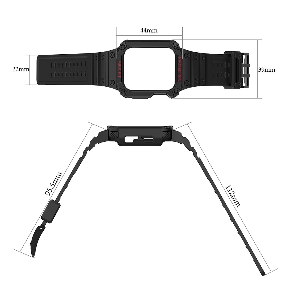 Suojaa hihna hihna Apple Watch 42/44/45mm panssaroitu asia hihna - vaaleanpunainen