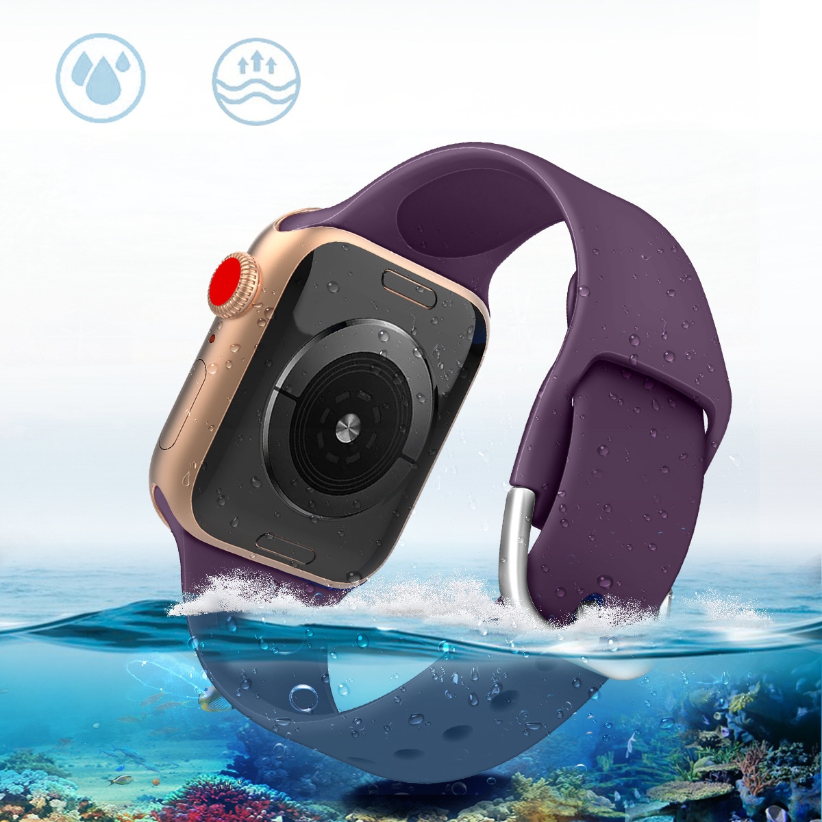 Silikonihihna APS for Apple Watch 42/44/45mm hihna katsella rannekoru - Minttu