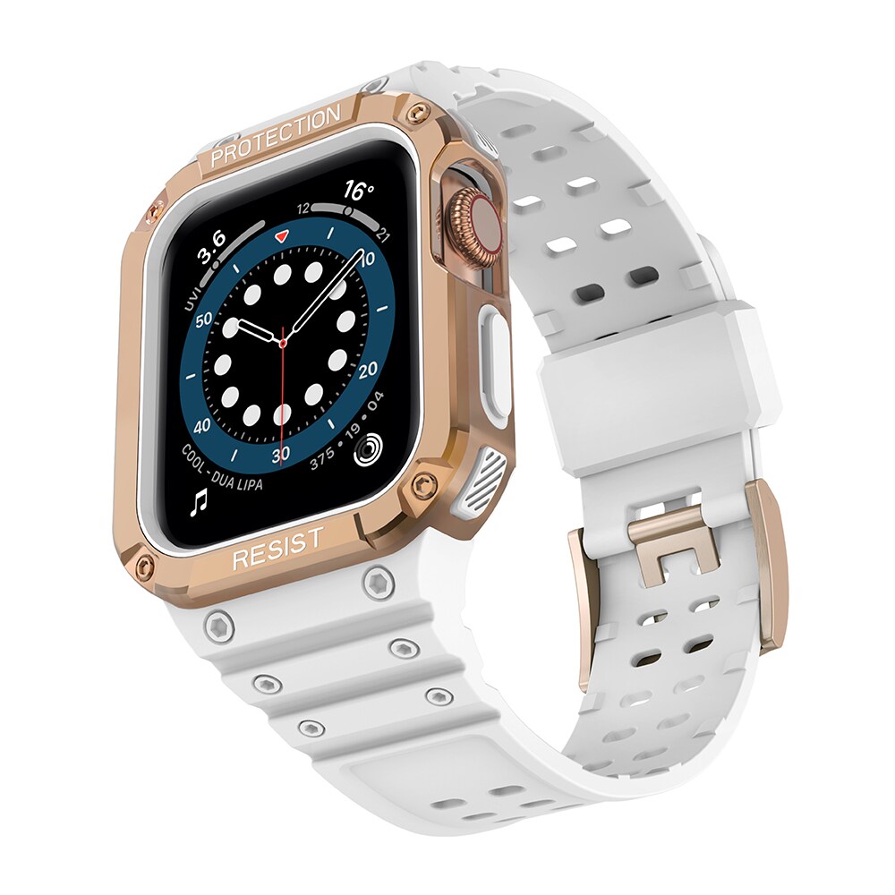 Suojaa hihnan hihna Apple Watch 38/40/41mm panssaroitu tapauksessa hihna - valkoinen, Rose Gold