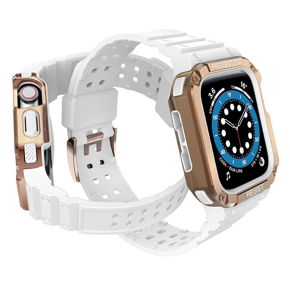 Suojaa hihnan hihna Apple Watch 38/40/41mm panssaroitu tapauksessa hihna - valkoinen, Rose Gold