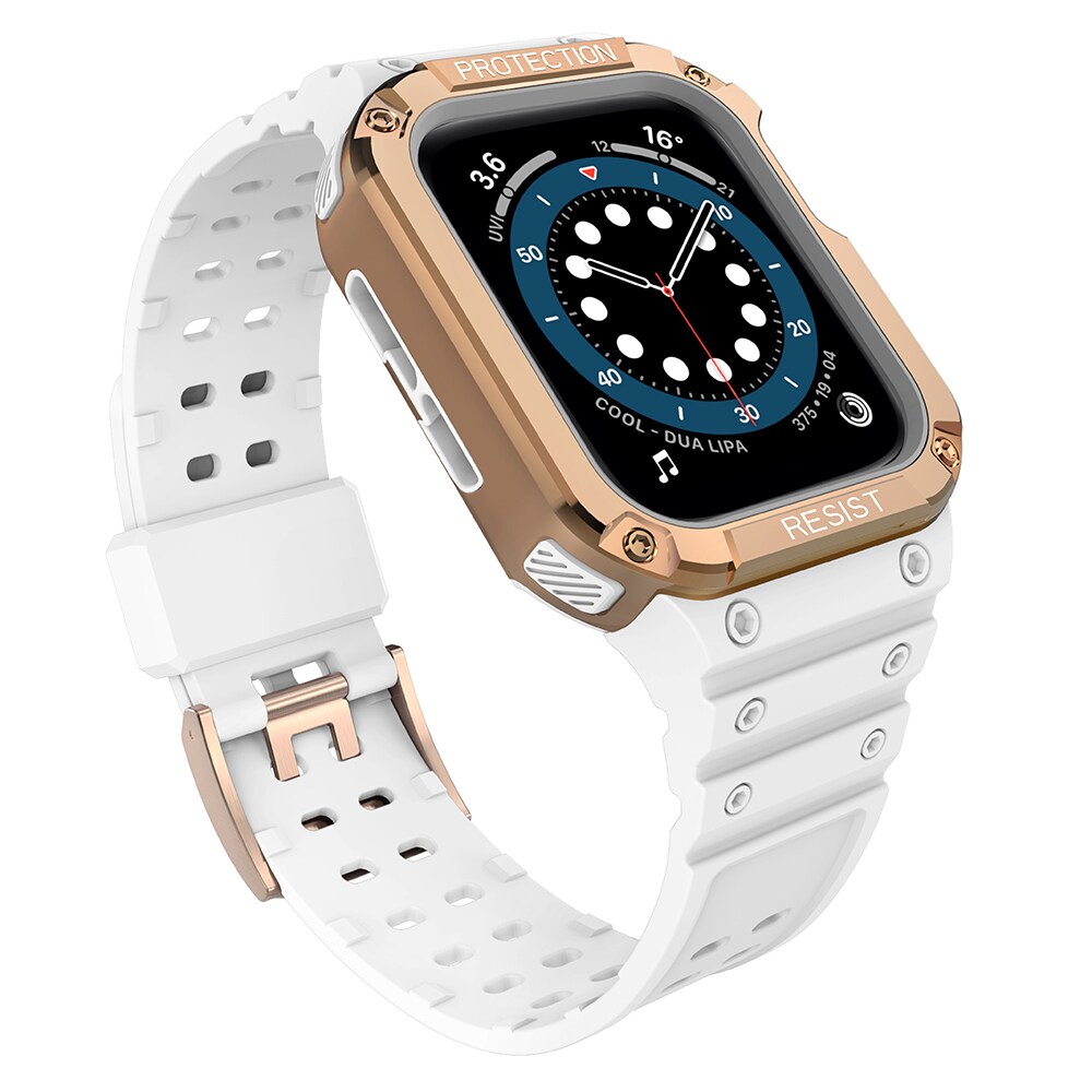 Suojaa hihnan hihna Apple Watch 38/40/41mm panssaroitu tapauksessa hihna - valkoinen, Rose Gold