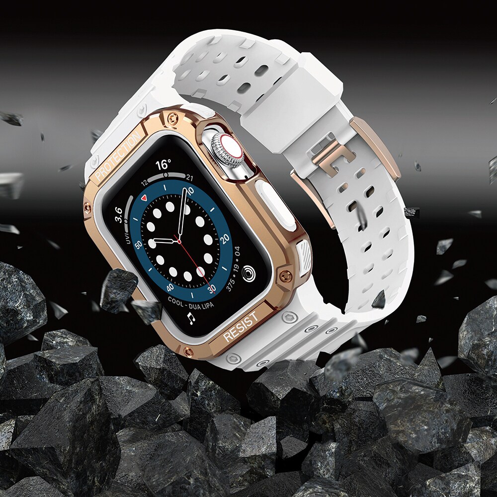Suojaa hihnan hihna Apple Watch 38/40/41mm panssaroitu tapauksessa hihna - valkoinen, Rose Gold