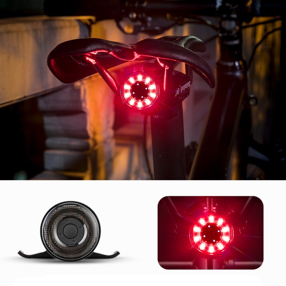 Rockbros Q1 takapyörävalo 7 värillistä LED-valoa + USB-C - USB-A kaapeli - musta