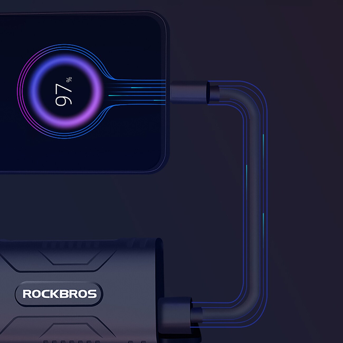 Rockbros 24310002001 polkupyörävalo 850 lm powerbank-toiminnolla + USB-C - USB-A kaapeli - musta