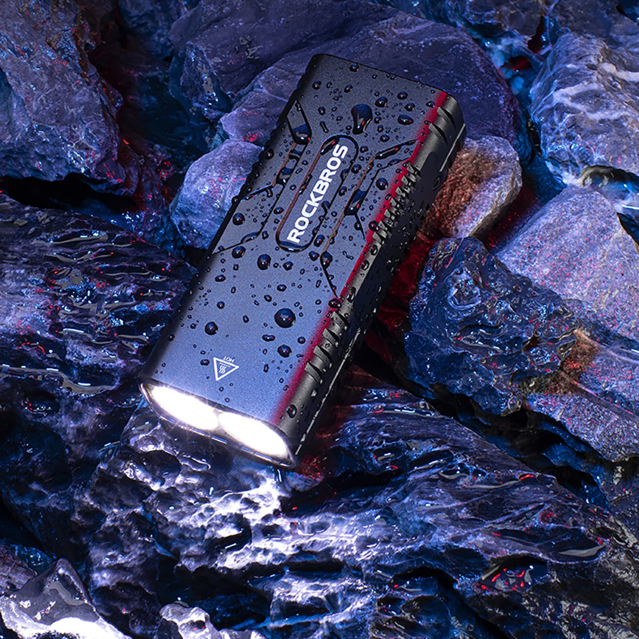 Rockbros 24310002001 polkupyörävalo 850 lm powerbank-toiminnolla + USB-C - USB-A kaapeli - musta