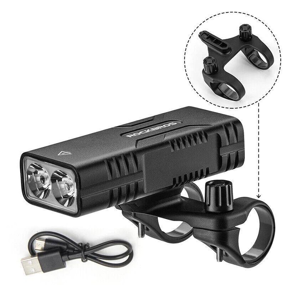 Rockbros 24310002001 polkupyörävalo 850 lm powerbank-toiminnolla + USB-C - USB-A kaapeli - musta