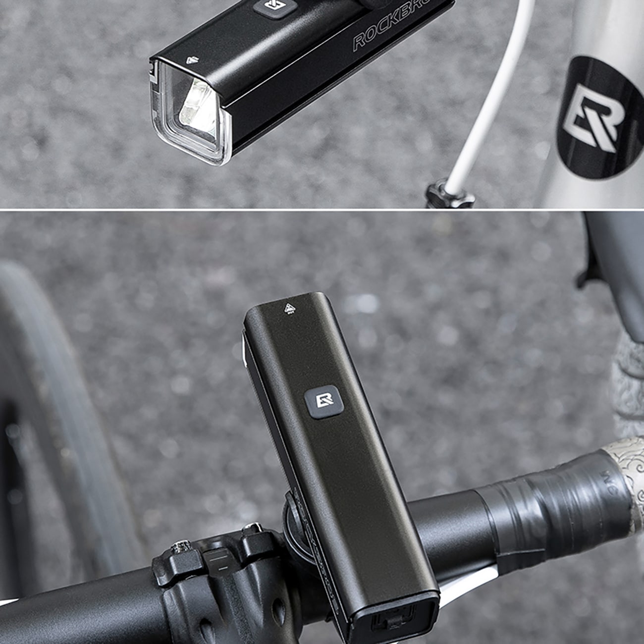 Rockbros 24610002001 polkupyörän etuvalo 1000 lm + USB-C - USB-A kaapeli - musta