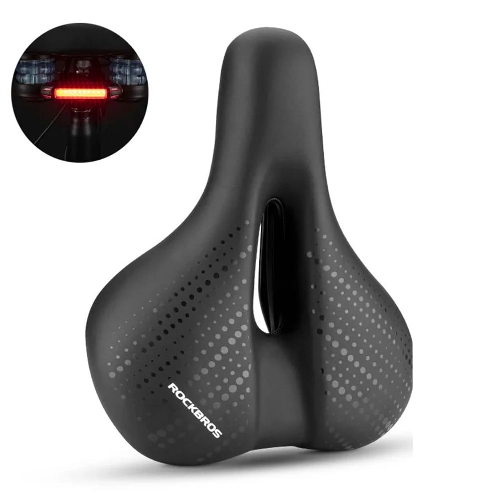Rockbros 38218916002 MTB polkupyörän satula + lamppu - musta