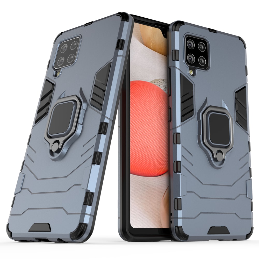 Ring Armor Case Kickstand Kova Rugged Cover for Samsung Galaxy A42 5G sininen sininen