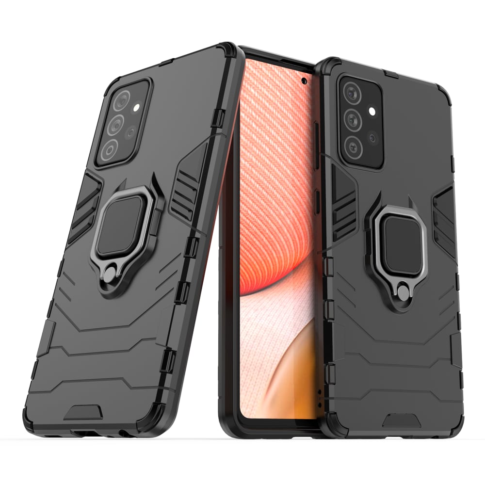 Ring Armor Case Kickstand Kova Rugged Cover for Samsung Galaxy A72 4G musta