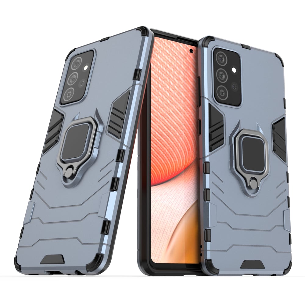 Ring Armor Case Kickstand Kova Rugged Cover for Samsung Galaxy A72 4G sininen