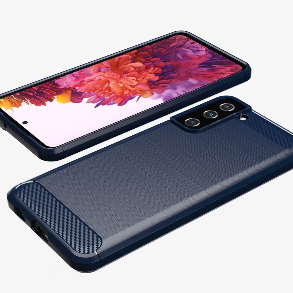 Carbon Case Joustava kansi TPU asia Samsung Galaxy S21+ 5G (S21 Plus 5G) sininen