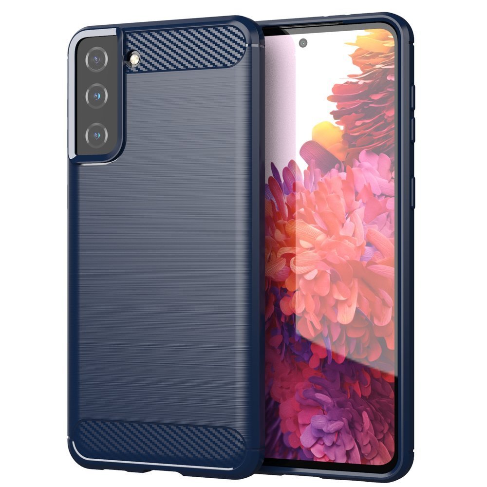 Carbon Case Joustava kansi TPU asia Samsung Galaxy S21+ 5G (S21 Plus 5G) sininen