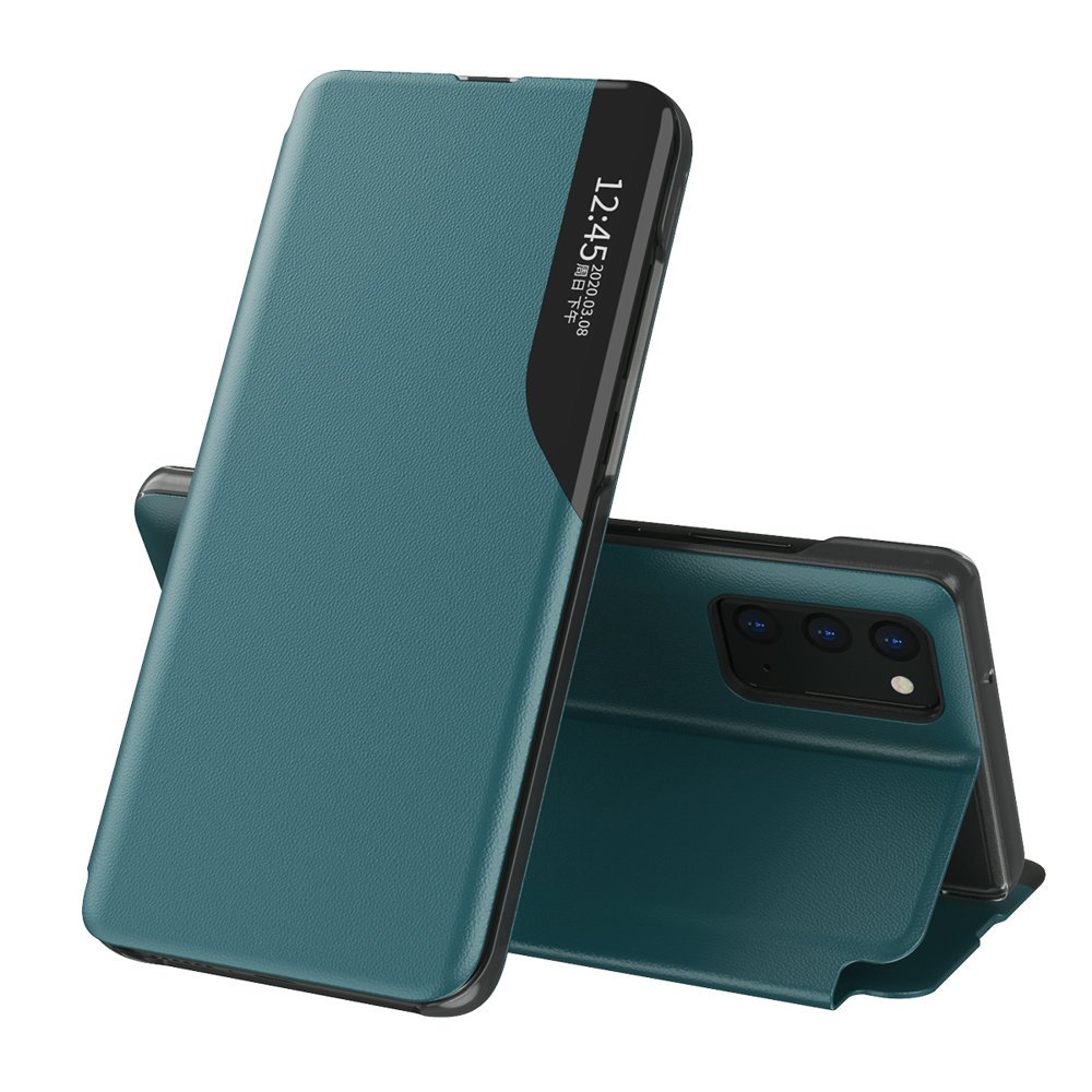 Eco Nahka View Case kickstand-kirjahylly Samsung Galaxy A72 4G, vihreä
