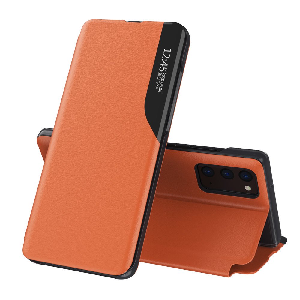 Eco Nahka View Case tyylikäs kirjahylly kickstand Samsung Galaxy A72 4G oranssi