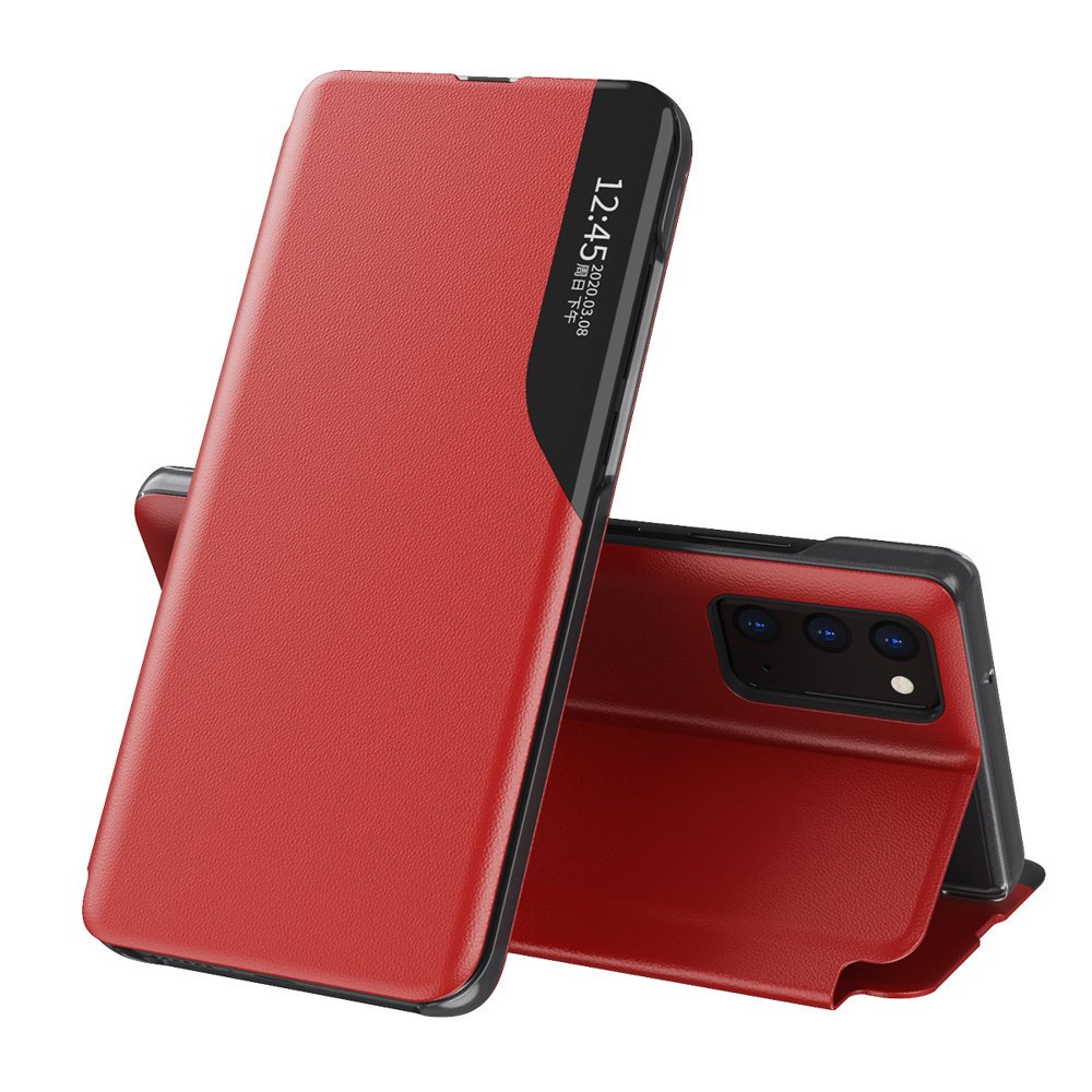 Eco Nahka View Case tyylikäs kirjahylly kickstand Samsung Galaxy A72 4G punainen