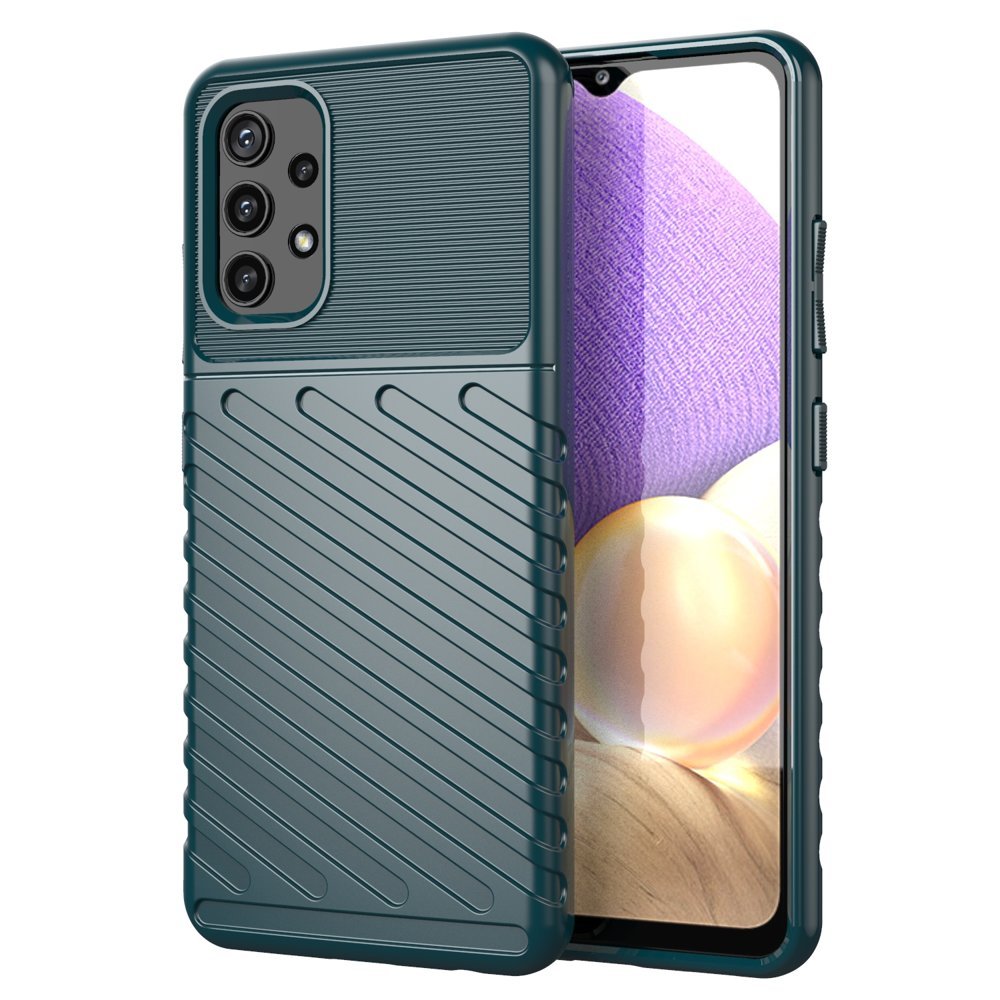 Thunder Case Joustava Kova Rugged Cover TPU Kotelo Samsung Galaxy A72 4G vihreä