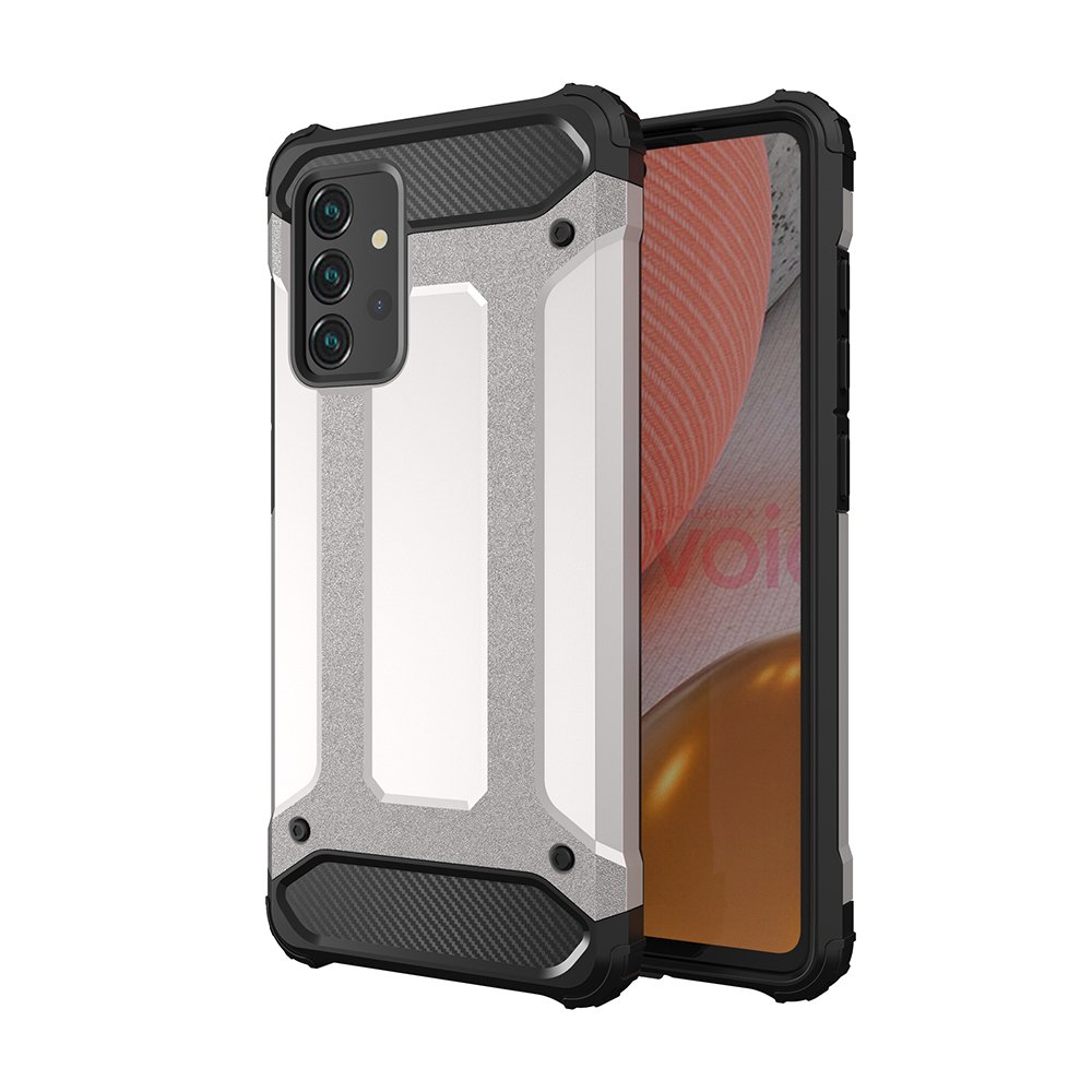 Hybrid Armor Case Kova kestävä suojus Samsung Galaxy A72 4G hopea hopea