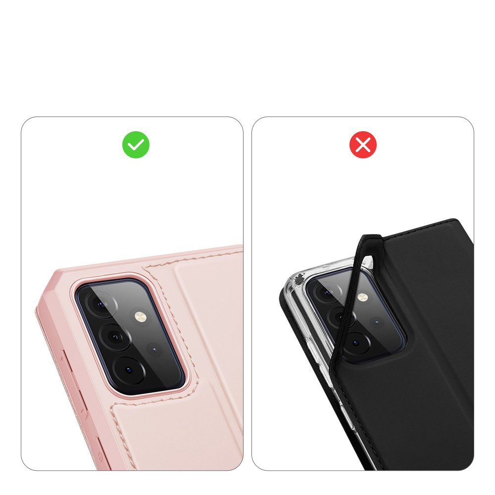 DUX DUCIS Skin X Kirjahylly tyyppi tapauksessa Samsung Galaxy A72 4G vaaleanpunainen