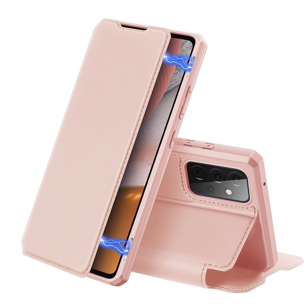 DUX DUCIS Skin X Kirjahylly tyyppi tapauksessa Samsung Galaxy A72 4G vaaleanpunainen