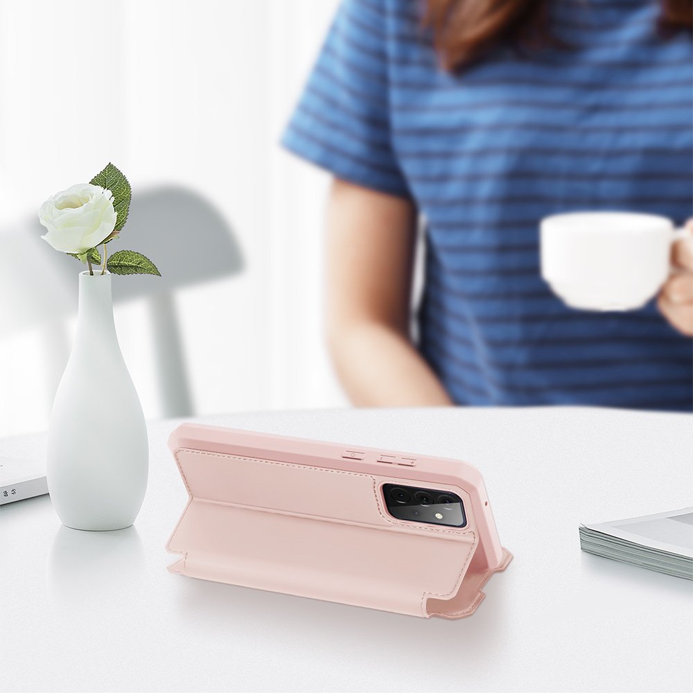 DUX DUCIS Skin X Kirjahylly tyyppi tapauksessa Samsung Galaxy A72 4G vaaleanpunainen
