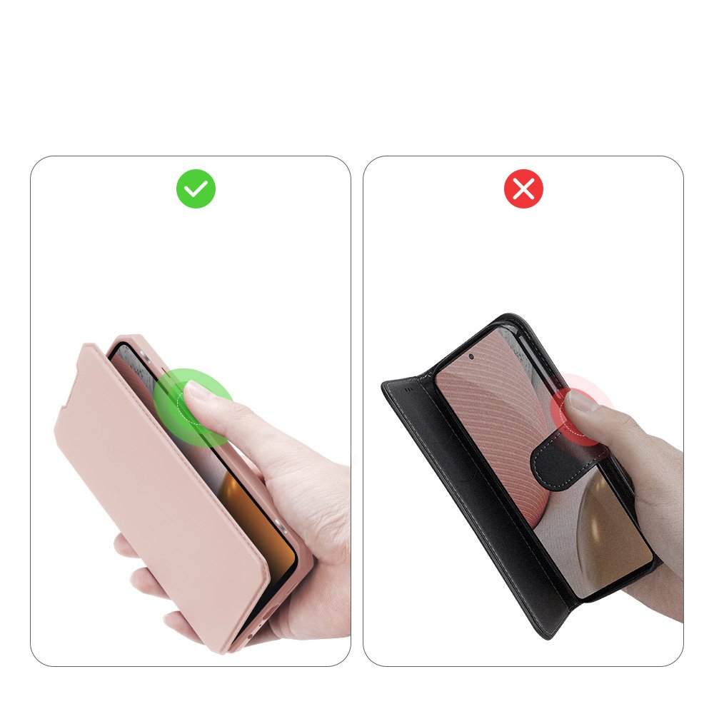 DUX DUCIS Skin X Kirjahylly tyyppi tapauksessa Samsung Galaxy A72 4G vaaleanpunainen