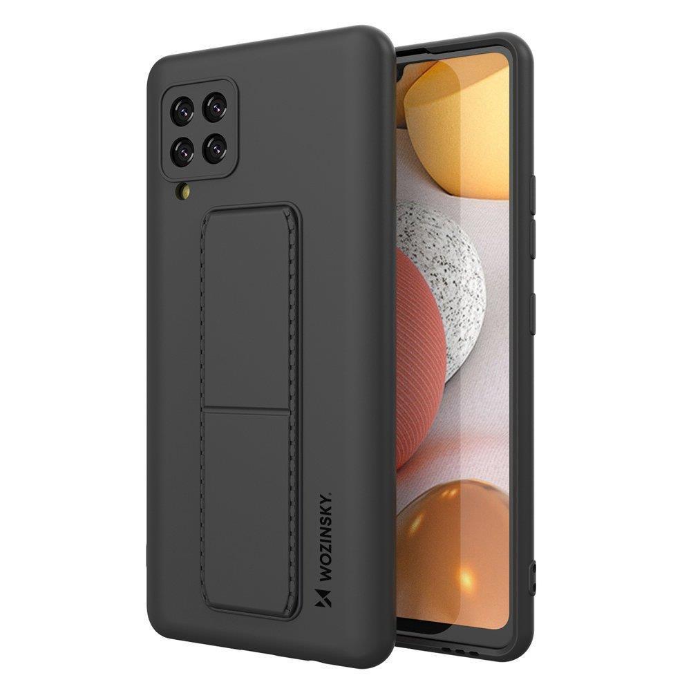 Wozinsky Kickstand Case silikoni kotelo jalustalla Samsung Galaxy A42 5G musta