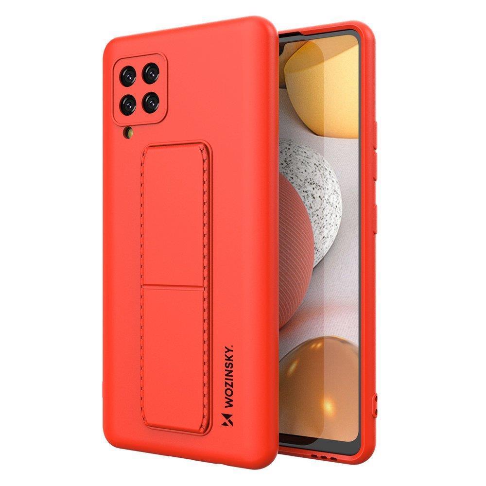 Wozinsky Kickstand Case silikoni kotelo jalustalla Samsung Galaxy A42 5G punainen